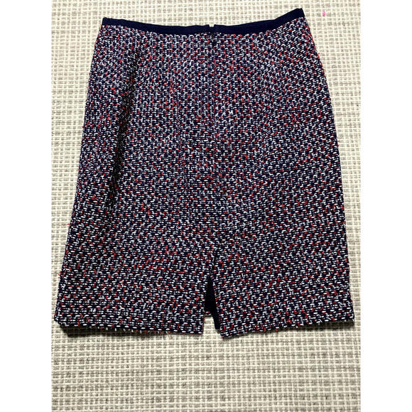 Talbots Womens 6 Red, White & Navy Blue Tweed Pencil Skirt - Picture 2 of 8